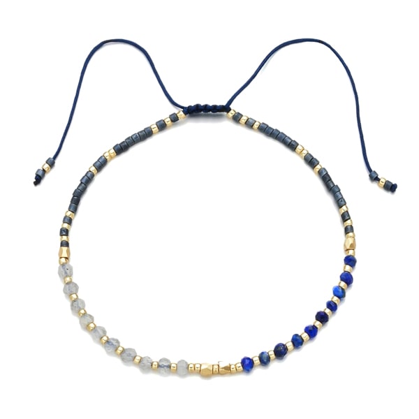 Blue and gold small beaded bracelet