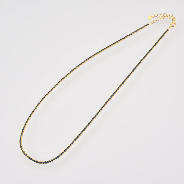 Blue gold tennis chain choker necklace