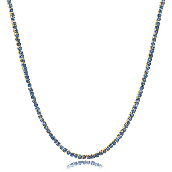 Gold blue tennis choker necklace