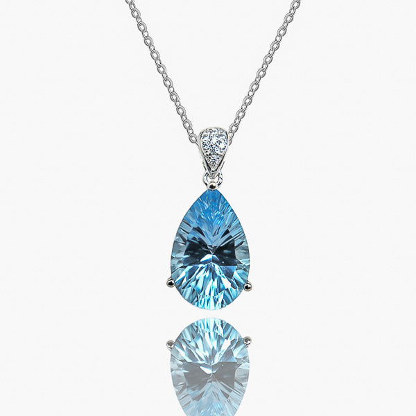 Blue pear-cut Topaz necklace details