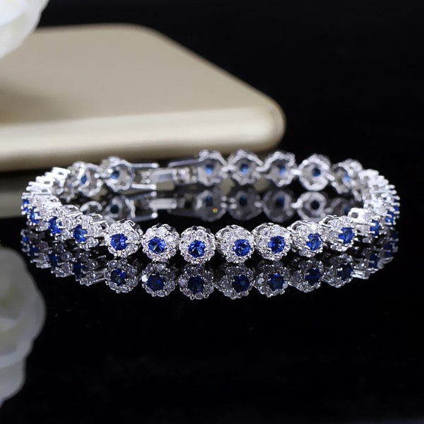 Blue halo crystal bracelet close up details