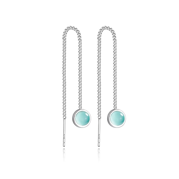 Blue opal threader earrings