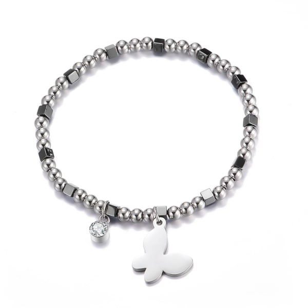 Butterfly bracelet made with stainless steel beads