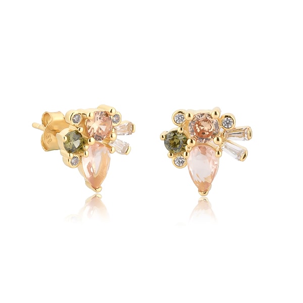 Champagne crystal cluster stud earrings