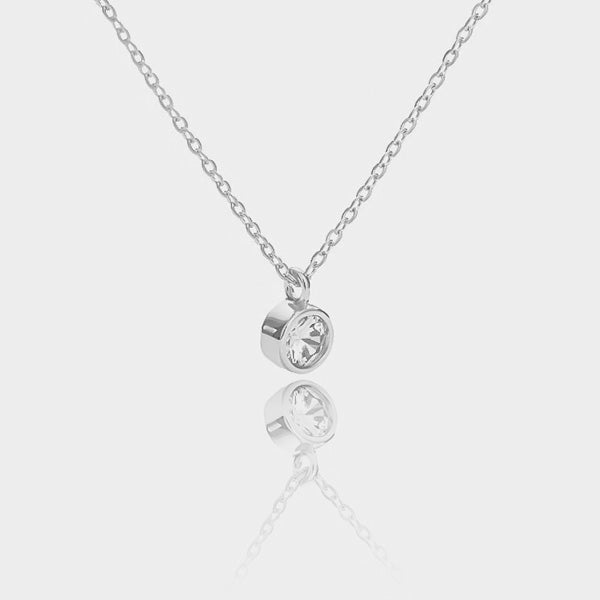 Classic silver crystal pendant necklace details