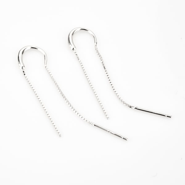 Classic silver threader earrings detail