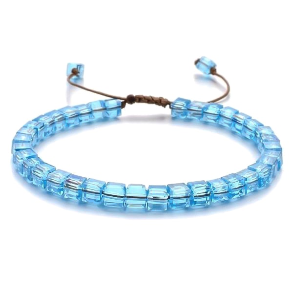 Clear Blue Water Adjustable Beaded Bracelet