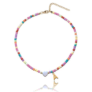 Colorful Beaded Initial Choker Necklace | Classy Women