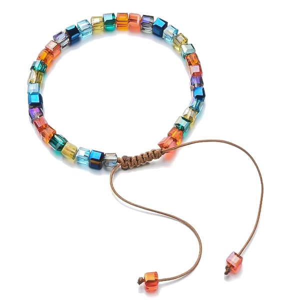 Handmade bracelet with colorful square crystal beads