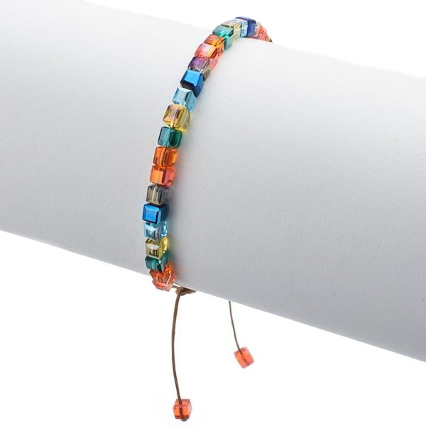 A colorful beaded square crystal bracelet for women