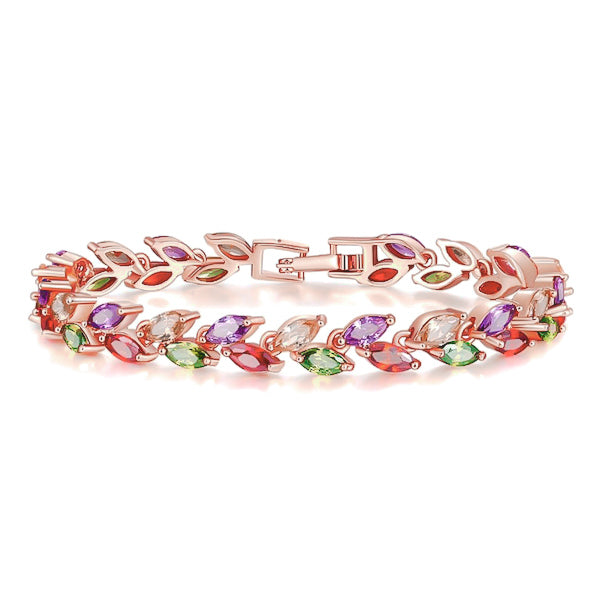 Colorful crystal leaf bracelet
