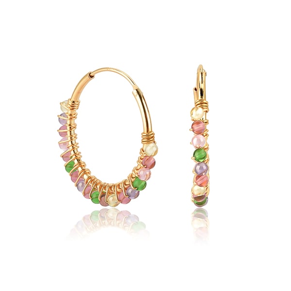 Colorful bead hoop earrings