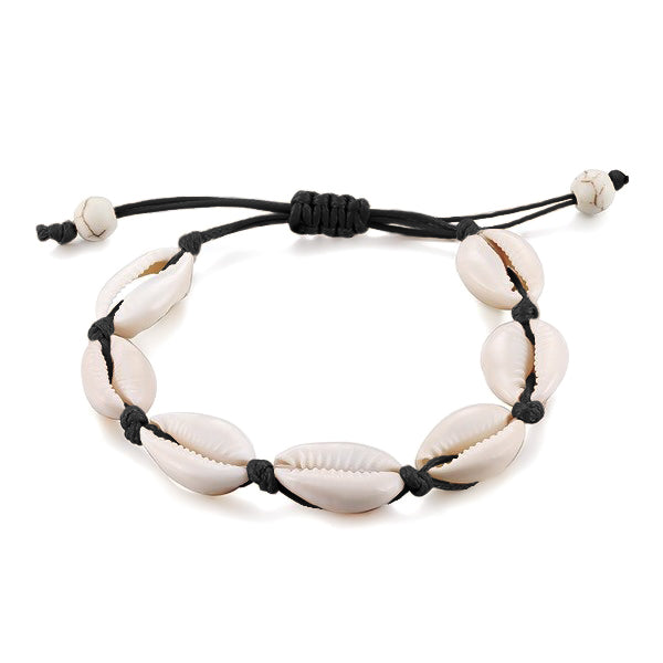 Cowrie shell anklet with black rope