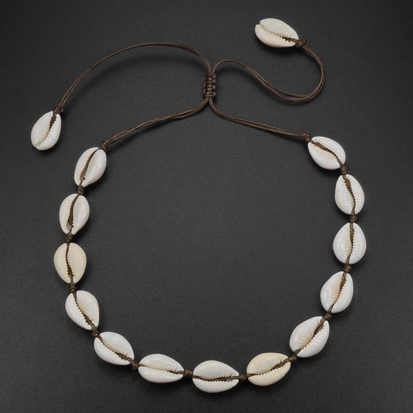 Shell choker necklace made with natural cowrie seashells