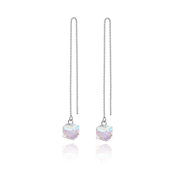Crystal cube threader earrings