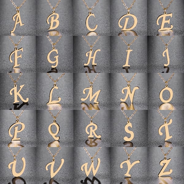 Gold cursive letter pendants for initial necklaces
