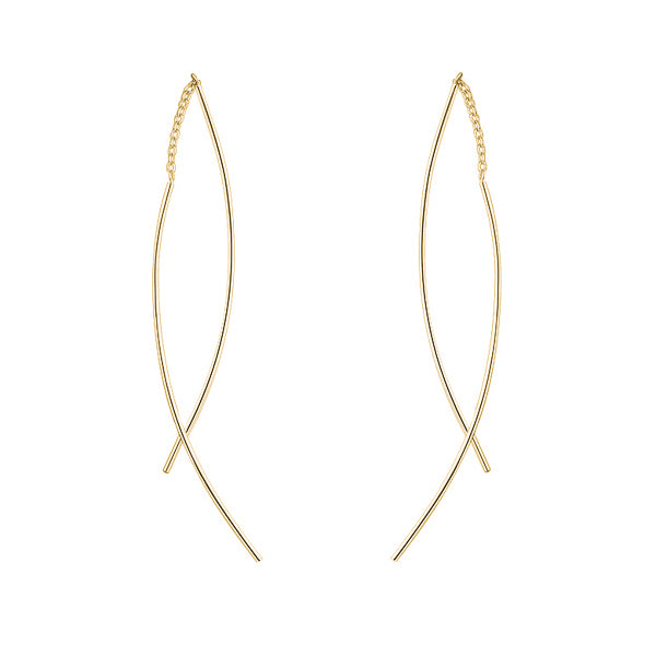 Gold threader wire drop earrings