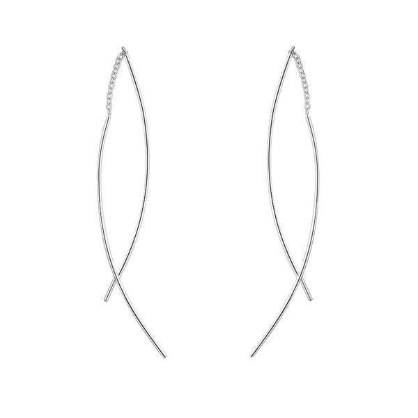 Silver threader wire drop earrings