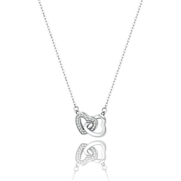 Sterling silver double heart necklace