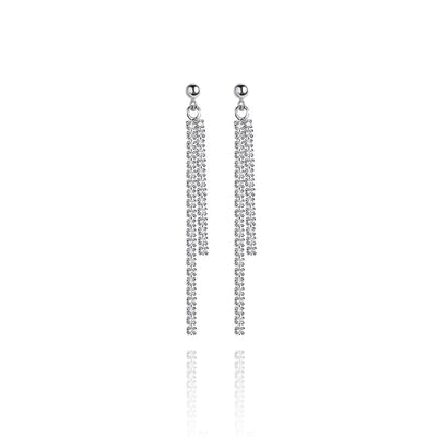 Double crystal drop chain earrings