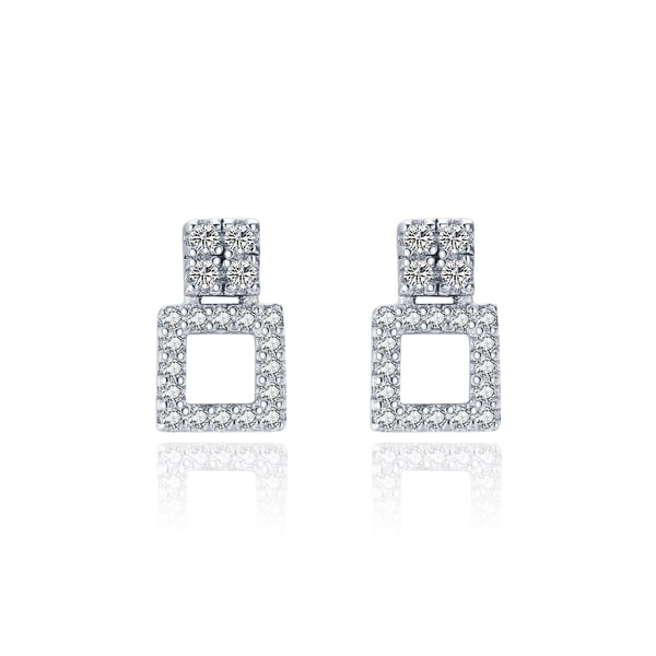 Double crystal square stud earrings