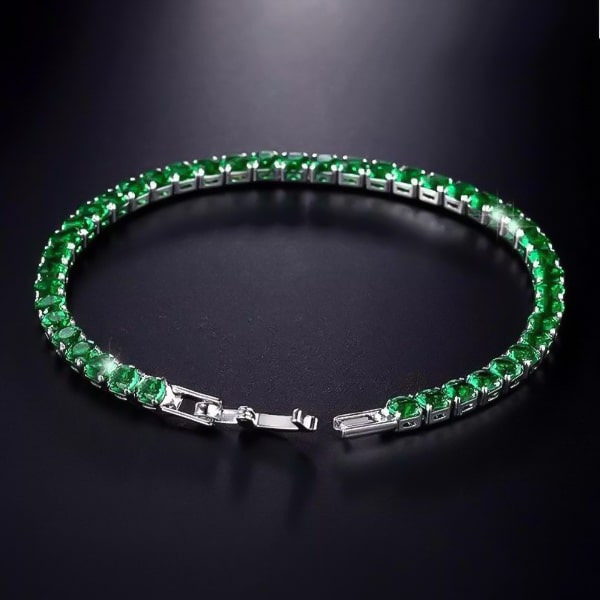 4mm tennis bracelet with emerald green cubic zirconia