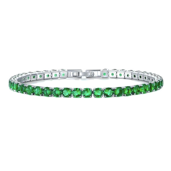 Emerald green cubic zirconia tennis bracelet