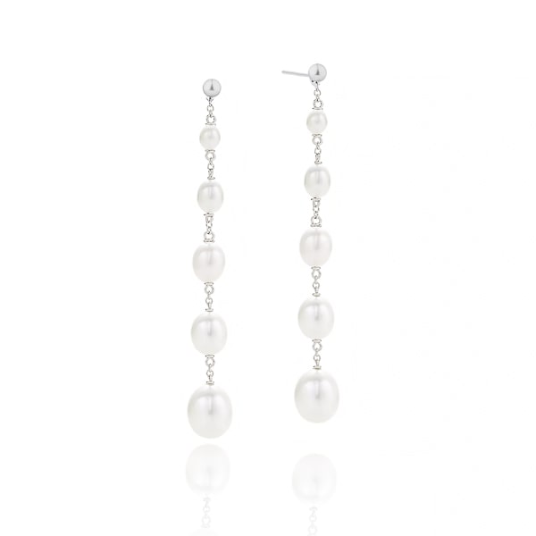 Five pearl drop earrings