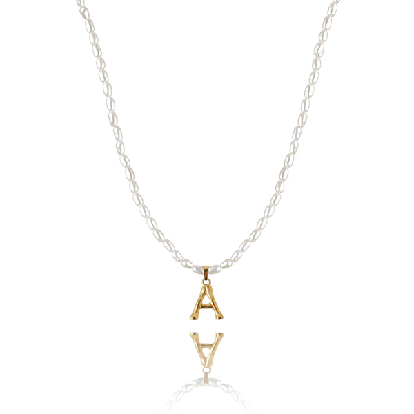 Freshwater pearl initial pendant necklace