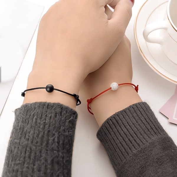 Friends wearing friendship wish bracelets