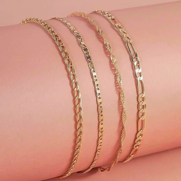 Gold ankle chain set