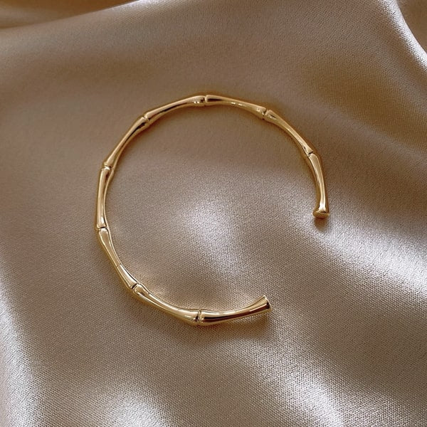 Gold bamboo cuff bracelet for women