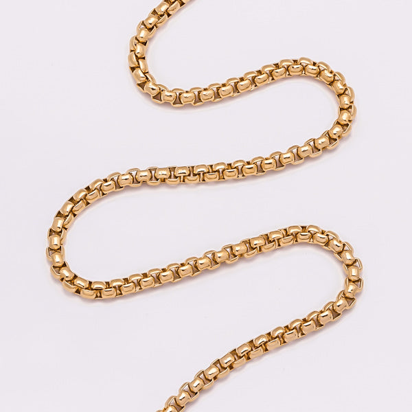 Thick gold box chain necklace with 4mm links
