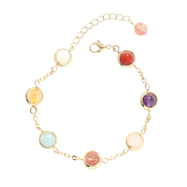 Gold bracelet with pastel color beads