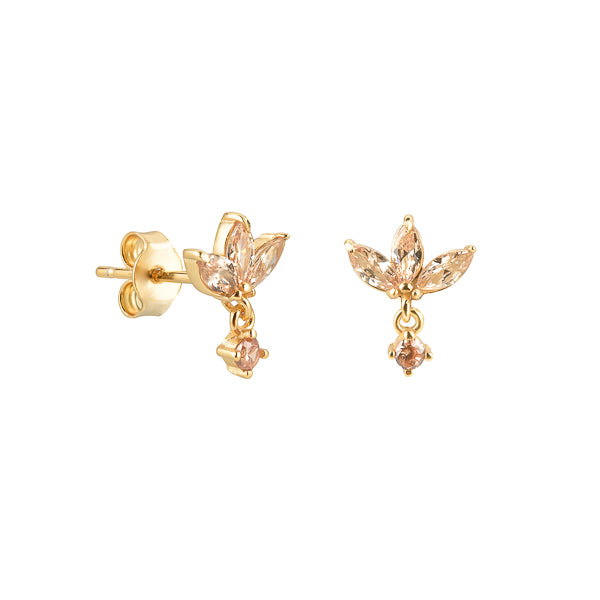 Gold and champagne lotus earrings