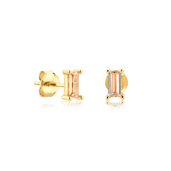 Gold and champagne mini baguette cubic zirconia stud earrings