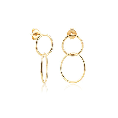 Gold Circle Drop Earrings