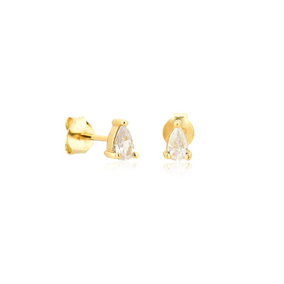 Gold Teardrop CZ Mini Stud Earrings