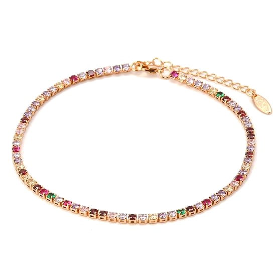 Gold Colorful Crystal Tennis Anklet