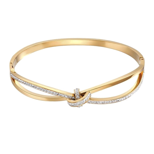 Gold crystal knot bracelet