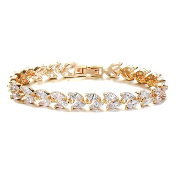 Gold Crystal Leaf Bracelet