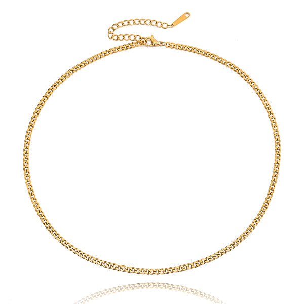 Gold curb chain choker necklace
