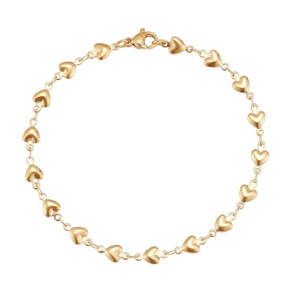14K Gold Two-Tone Heart Bracelet– White Diamond Jewels