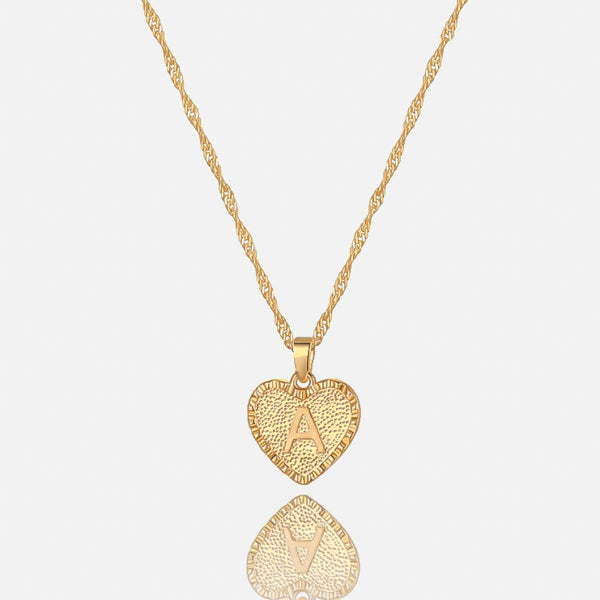 Gold Initial Heart Pendant Necklace - Main Image
