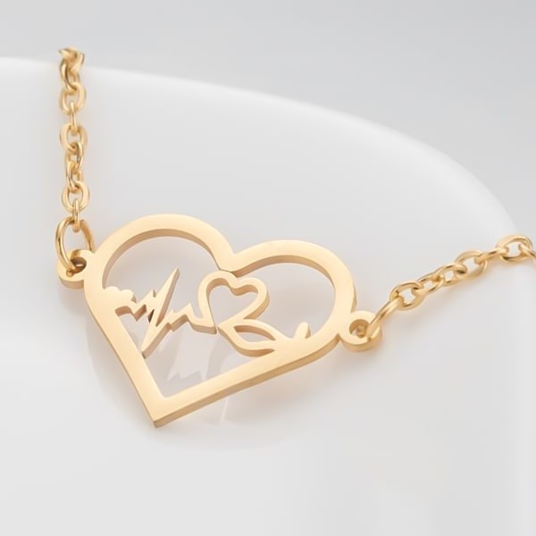 Waterproof gold heartbeat bracelet