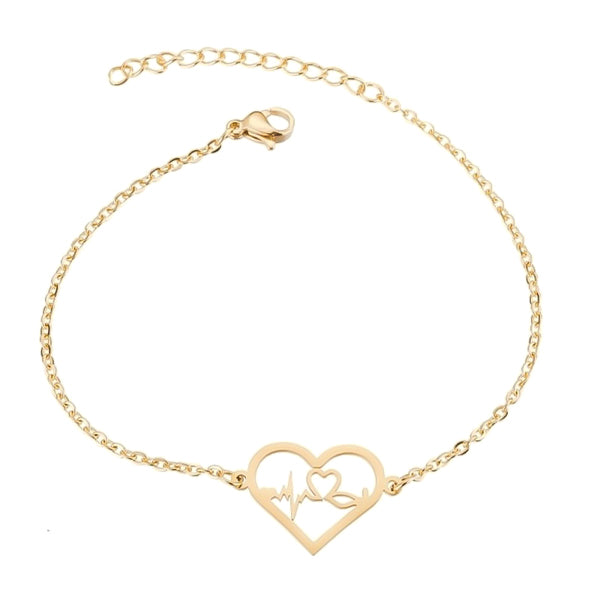 Gold heartbeat bracelet