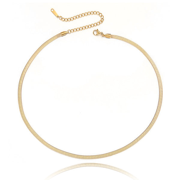 Gold herringbone choker necklace