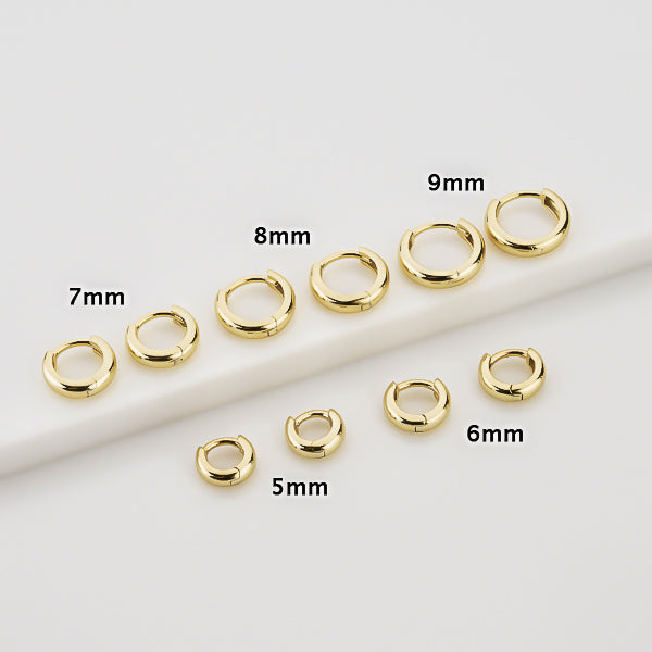 Gold huggie hoop earrings size comparison