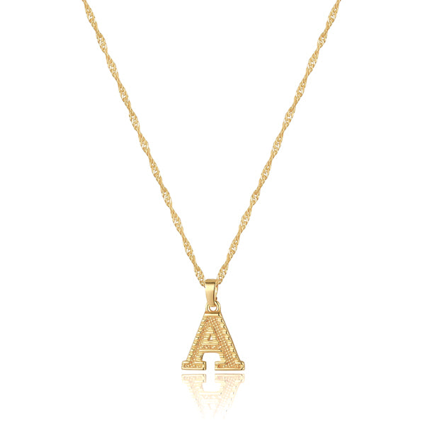 Gold initial letter pendant necklace