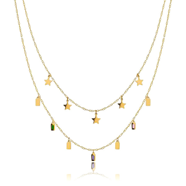 Gold layered star necklace